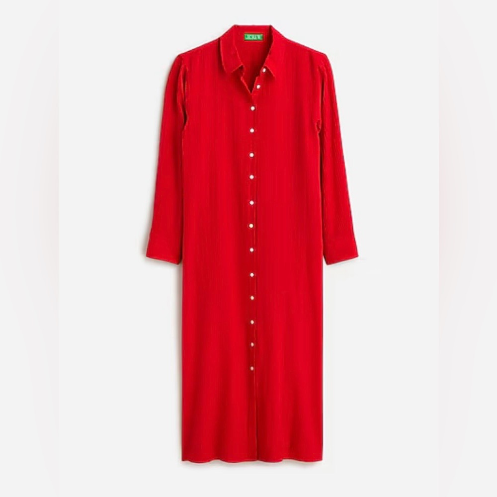 JCrew Long beach shirt in airy gauze size large n Venetian Red